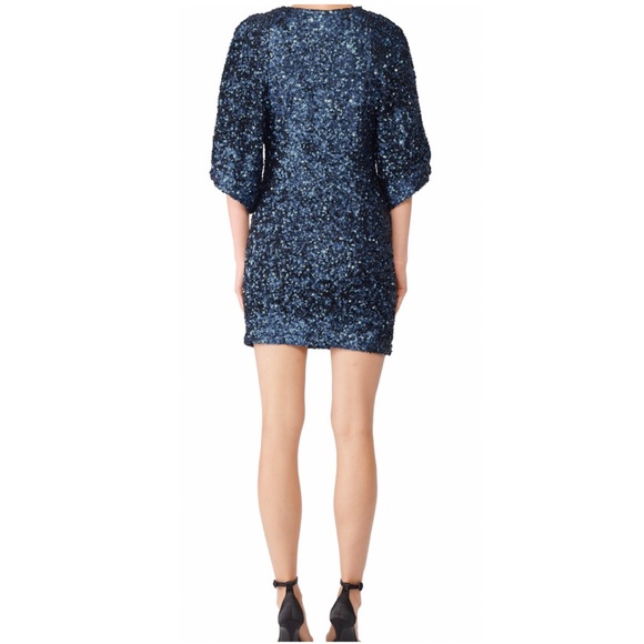 New Free People Party Girl 0 4 6 Blue Allover Sequins Mini Dress - Picture 8 of 12